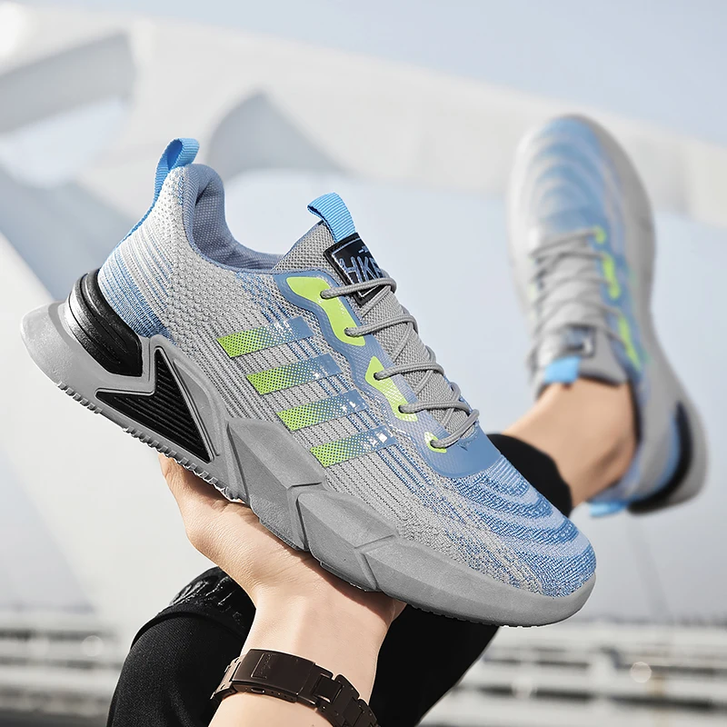 

Мужские кроссовки для бега, дышащие легкие амортизирующие кроссовки для спорта на открытом воздухе, теннисные кроссовки на шнуровке для мужчин
