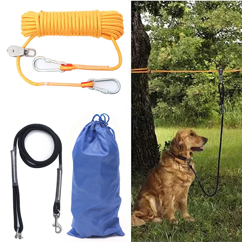 DogRunningLeashDogCampingCableDogWalkerOutdoorHuntingPet