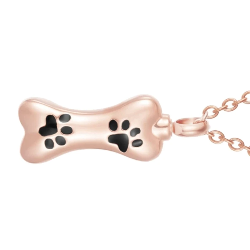 Lovely Paw Printings Jewelry Urn Container Ashes Necklaces Paw Printings Bone Locket Carry Along Bone Shaped