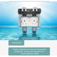 เต้ารับติดผนังกลางแจ้งกันน้ำมาตรฐาน IP66 ของสหราชอาณาจักร พร้อมสวิตช์ สำหรับบ้านและสวน รองรับปลั๊กขนาดใหญ่ แบบสองช่อง 3