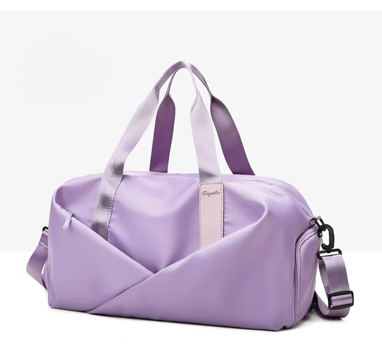 Scomparto per scarpe indipendente stampato da donna fitness, borsa da nuoto con separazione asciutto e bagnato per yoga, borsa da viaggio impermeabile_voghion.com