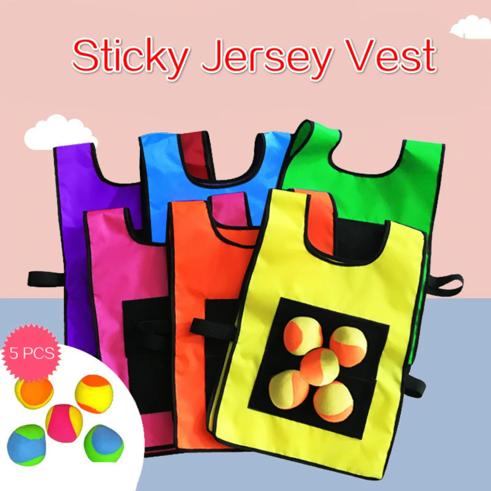 

Children's Sticky Jersey Game Props Vest Waistcoat with 5 Sticky Balls Throwing Toys for Children Outdoor Fun Sports Gifts