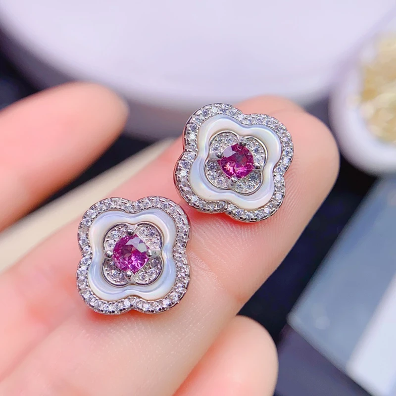 

Natural garnet earrings for women silver 925 jewelry luxury gem stones 18k gold plated free shiping items