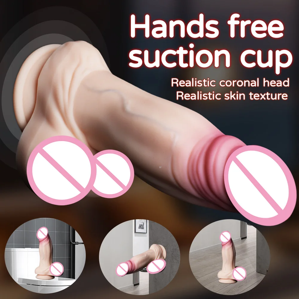 Pink Peach Realistic Dildo Liquid Silicone Material Massage Masturbation Butt Anal Plug Big Penis With Suction Cup Adult Sex Toy