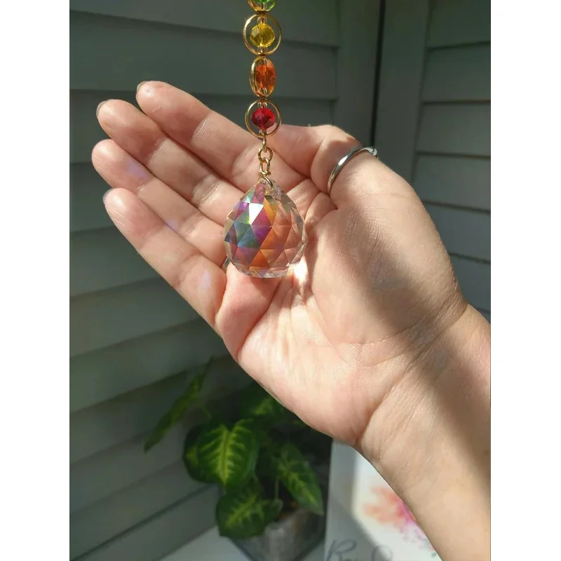 1pc Crystal Suncatcher Mobile Meditation Home Decor Rainbow Maker Prism Suncatcher (Rainbow and Fantasy)