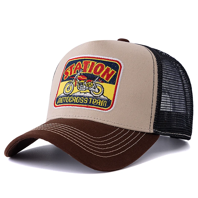 Unisex Mesh Cap Classic Motorcycle Pattrn Summer Baseball Cap Streetwear Trucker Hat For Men Women