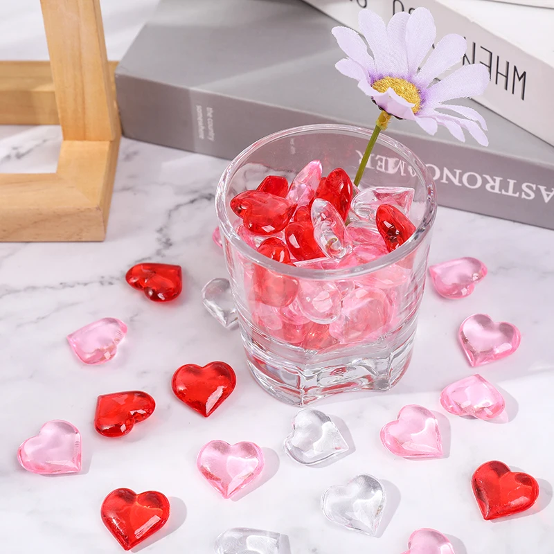 10/30/50 Stück rot rosa klar Acryl herzförmige Kunststoff Edelstein rote Lippen Hochzeit Valentinstag Tischdekoration Vasenfüllung – Detail 12