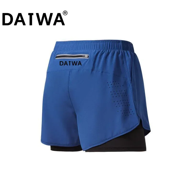 Datwa Summer Quick-drying Fishing Shorts Solid Color Casual Sports Beach Running Shorts Straight Elastic Waist Fishing