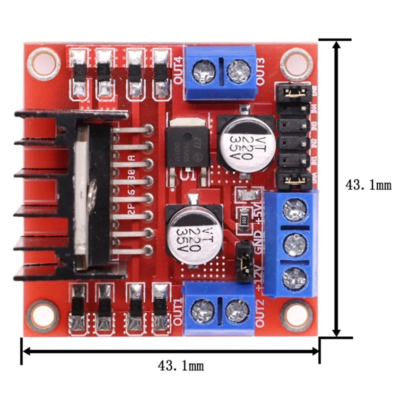 A25F-L298N Module Dual H-Bridge Stepper Motor Driver Board Module 2A/25W, Suitable For Robots And Smart Cars