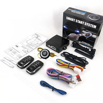 Car Alarm With Autostart Push One Button Auto Start Stop Keyless Entry System Smart Key Remote Start Kit Automotive Accessories 1