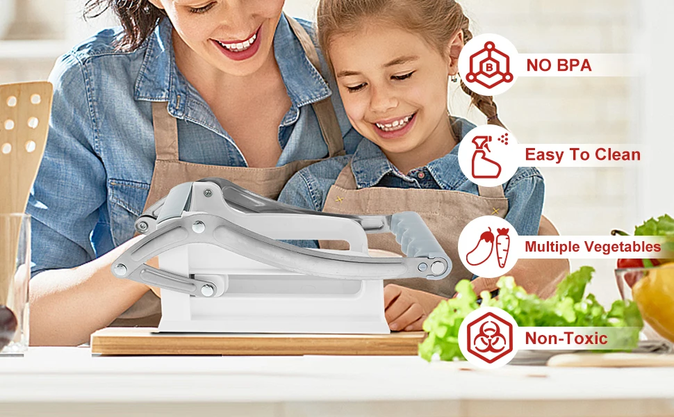 Description Picture 2 of itemFrench Fry Cutter Stainless Steel Potato Chipper with 2 Blades Manual Food Slicer Dicer Multifunction Vegetable Fruit Chipper