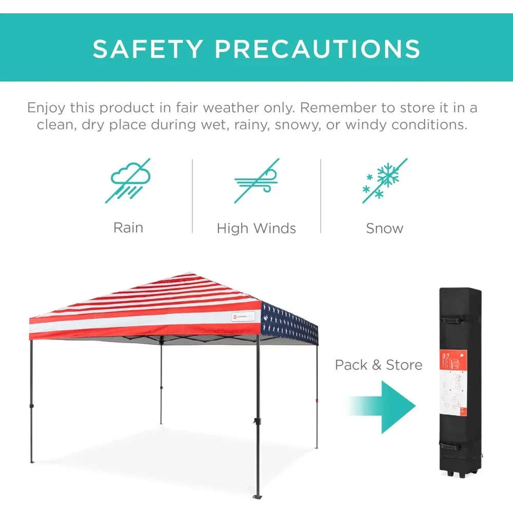 10x10ft 1-Person Setup Pop Up Canopy Tent Instant Portable Shelter 1-Button Push Case 4 Weight Bags