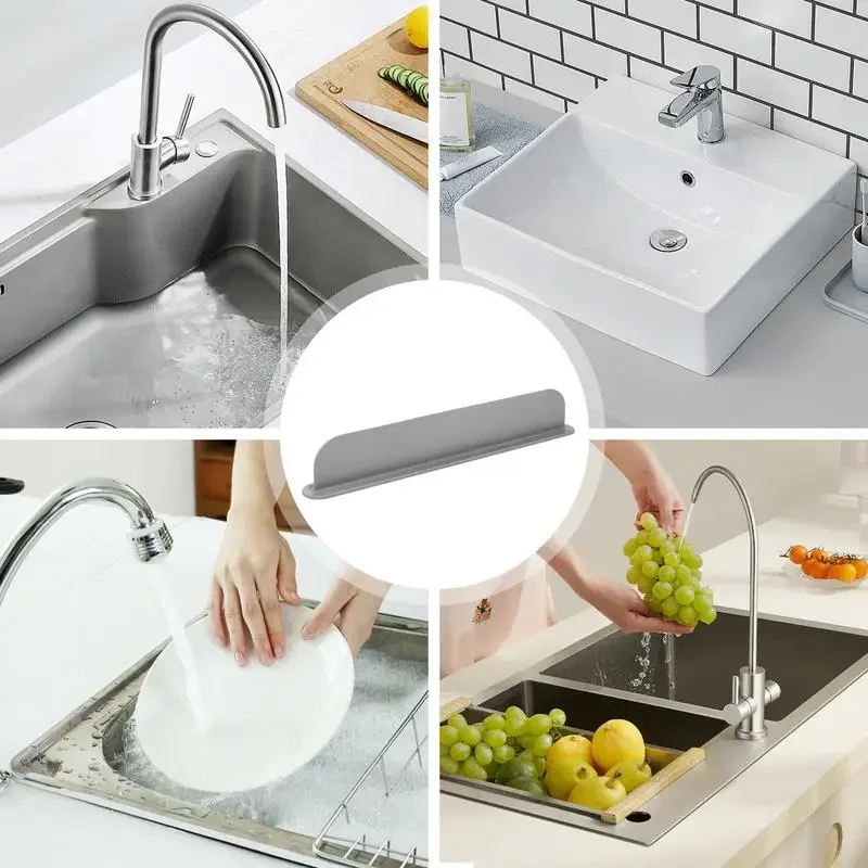 Reusable Silicone Barrier Countertop Sink Splash Guard Splashproof Bathroom Home Dish Washing Suction Cup Board Water Baffle