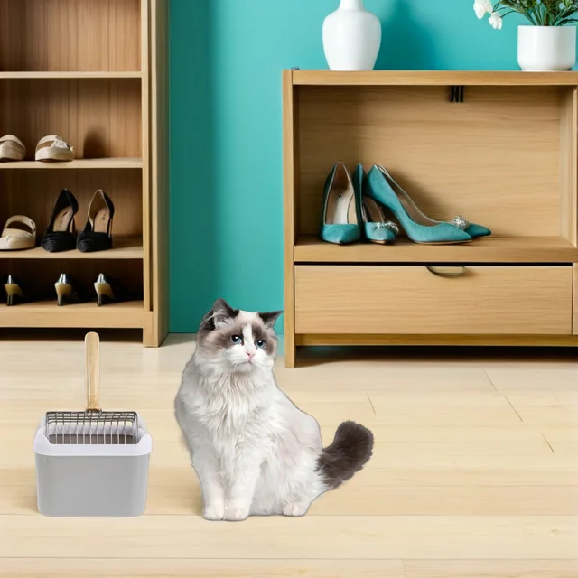 Stainless Steel Cat Litter Scoop Fine Sifting Mesh Large Heavy Duty Efficient Cleaning Comfortable Grip Cat Litter Scoop Set 6