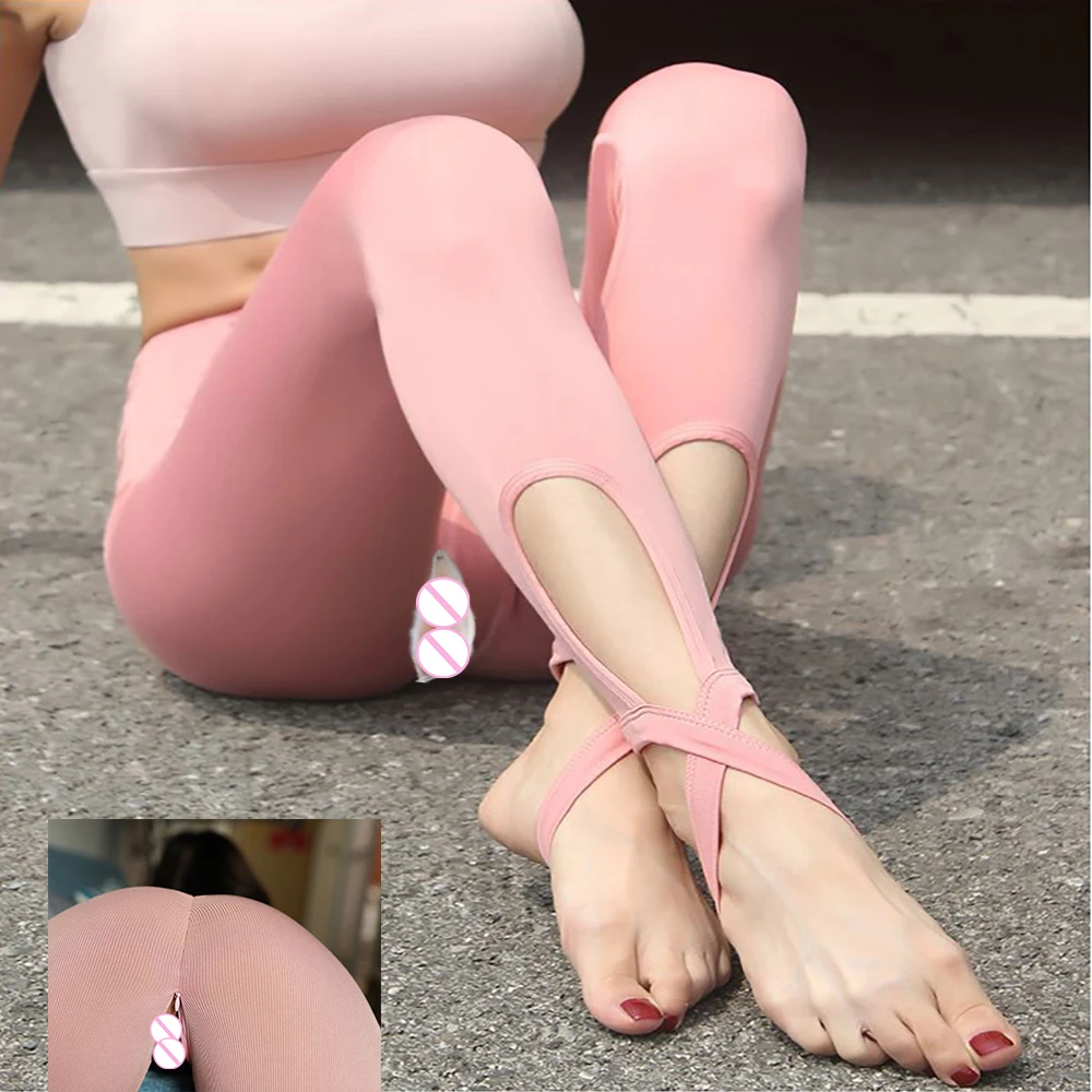 Invisible Open Crotch Outdoor Sex Pants Yoga Leggings Women's Step-on High Waist Hip Lift Luxury Stretch Seamless Gym Club Pants