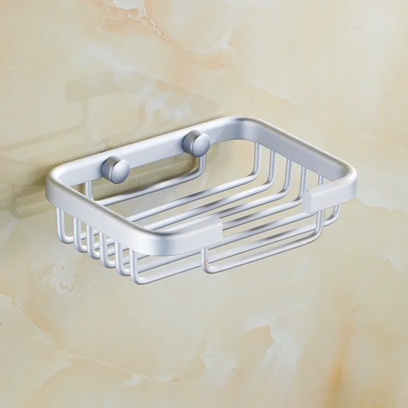 No Drill Soap Dish Holder Wall Mounted Storage Basket Drainage Design For Bathroom Kitchen Soap And Sponge Organizer