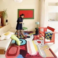 Living Room Carpet Colorful Trendy Special-shaped Bedroom Bedside Rug  Fluffy Plush Fashionable Coffee Table Floor Mat Ковер 양탄자 2