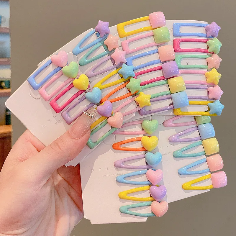 

Kawaii Mini Solid Color Hair Clip 3CM Cute Small Size Heart Star Block Baby Hair Clips For Girl Children Hairpin Barrettes