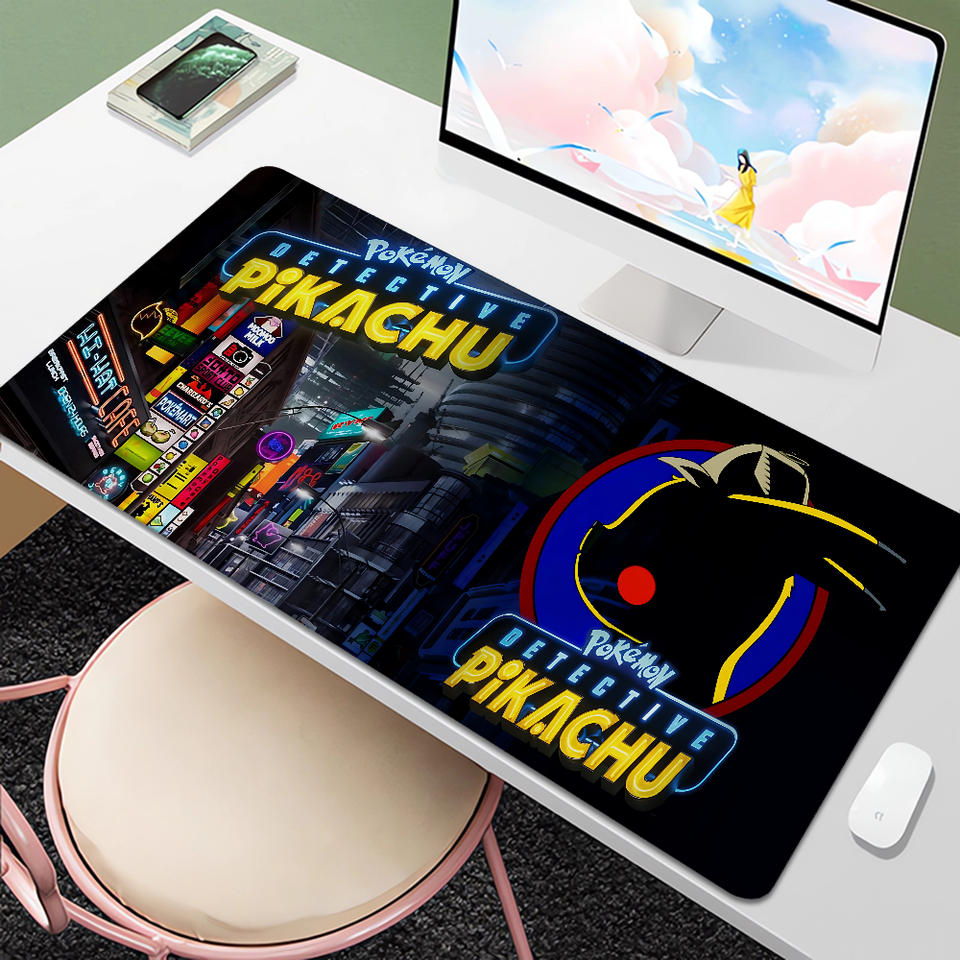 Anime P-pokemons Mouse Pad 900x400 Over Edge Desk Mat Rubber Kawaii Desktops Pc Gamer Non-slip Gaming Setup Accessories Mousepad