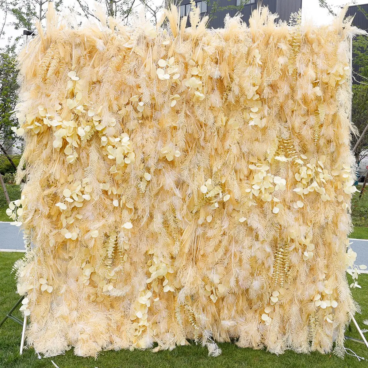 Luxury White Feather Cloth, Pampas Grass Fabric, Roll Up, Reed, Pampas Grass Curtain, Floral Wall, Wedding Backdrop, Party Event