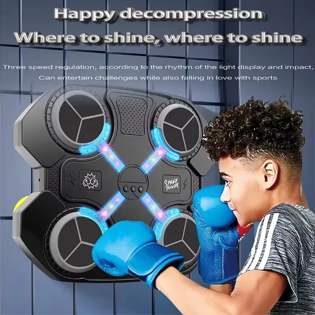 Wall Mounted Punching Target with Bluetooth Music & LED Lights - Smart Boxing Training Toy for Kids, Interactive Sports Game Equ 2