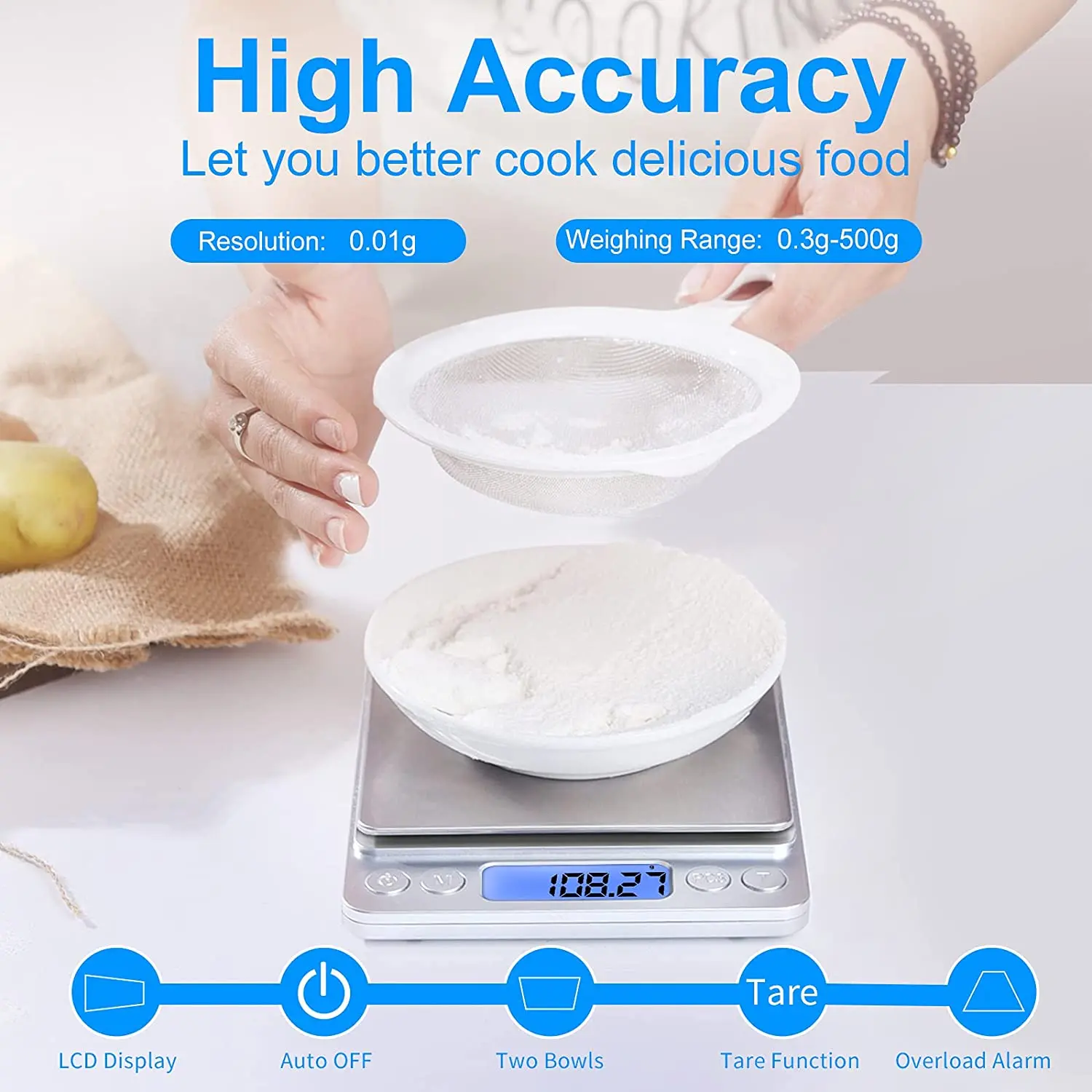 Digital Food Scale, Kitchen Scale For Food Ounces And Grams High