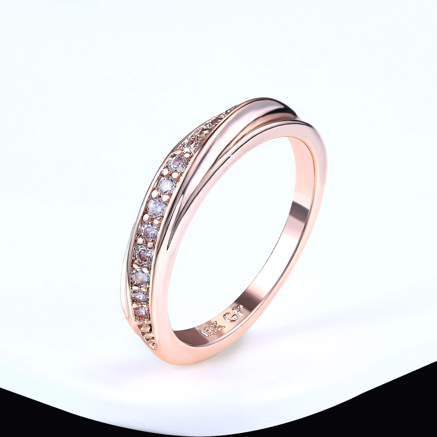 Classic Circle Dainty Rings Women Rose Gold Color AAA+Cubic Zirconia Wedding Promise Female Ring Fashion Jewelry R062 wedding rings round rings womens ring cubic zircon ring finger rings jewelry rings ring jewelry