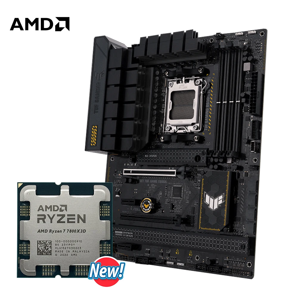 AMD Ryzen 7 7800X3D R7 7800X3D + ASUS TUF GAMING B650 PLUS WIFI ATX B650  DDR5 Motherboard Set Kit Ryzen CPU All New Without Fan