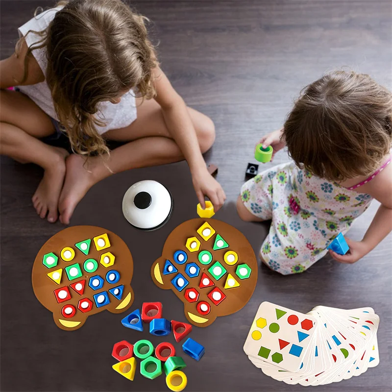 3D Puzzle Board Jogos de Desktop Educacionais Duas pessoas Batalha  Brinquedos Infantil DIY Forma Geométrica Building Blocks Color Matching