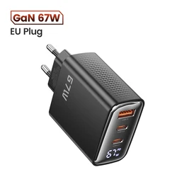 Toocki 67W GaN Charger with Digital Display and Fast Charging USB - C Port - EU Black