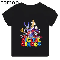 Hot Sale The Amazing Digital Circus Print Kids T-shirt Girls Clothes Baby Boys Black Short Sleeve Cotton T Shirt Children Tops 1