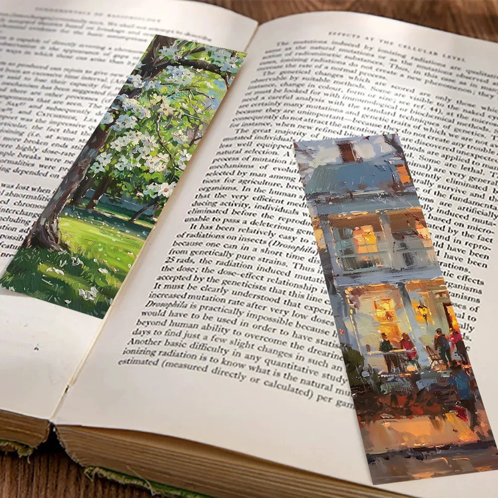 Oil Painting Landscape Bookmarks 30PCS Book Pages Study Room Student Supplies Gift