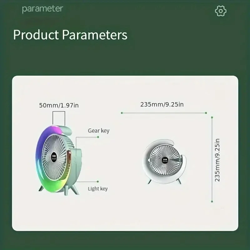 Electric Desktop Fan with USB Charging and Low Noise