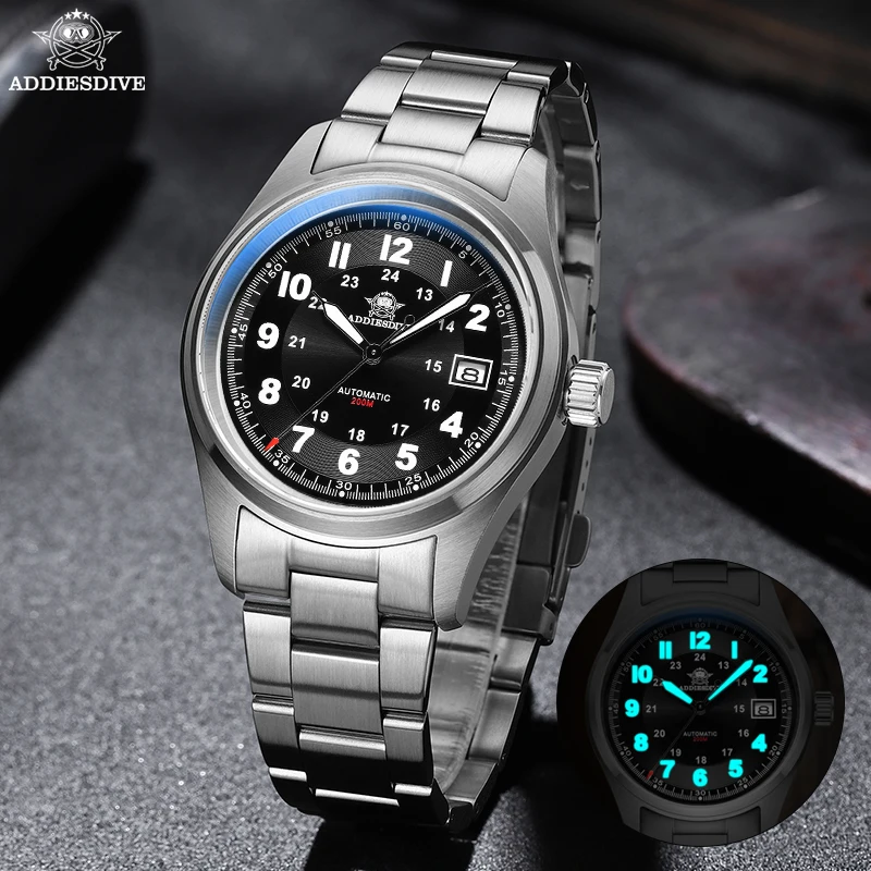 Mechanical Watch Diver Watch ADDIESDIVE NH35 Sapphire Stainless Steel Automatic Watch 20Bar Dive Men's Watch BGW9 Luminous AD2048