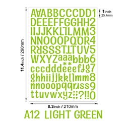 Vibrant Alphabet & Number Stickers for Creative Journaling and Crafting (A12 Light Green)