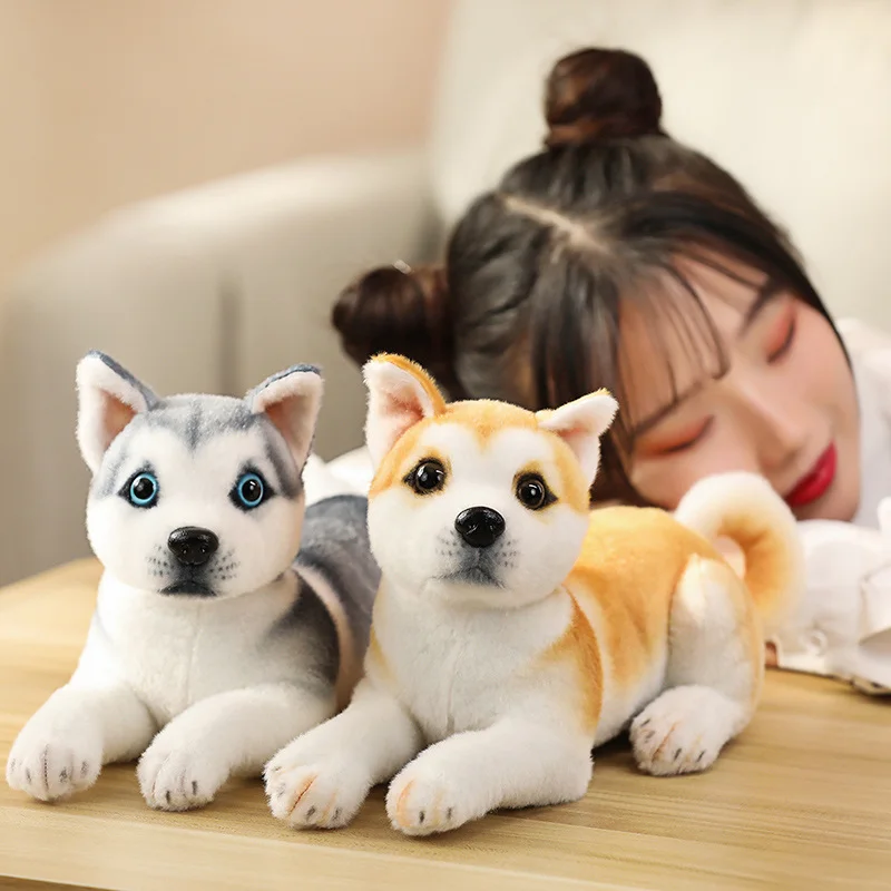 Lifelike Akita Dog Pet Plush Toys Stuffed Aniamls Realistic Beagle Husky Pug Dalmatian Puppy Plushie Dolls for Children Gift