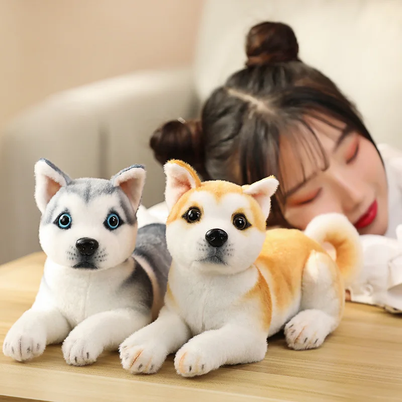 

Lifelike Akita Dog Pet Plush Toys Stuffed Aniamls Realistic Beagle Husky Pug Dalmatian Puppy Plushie Dolls for Children Gift