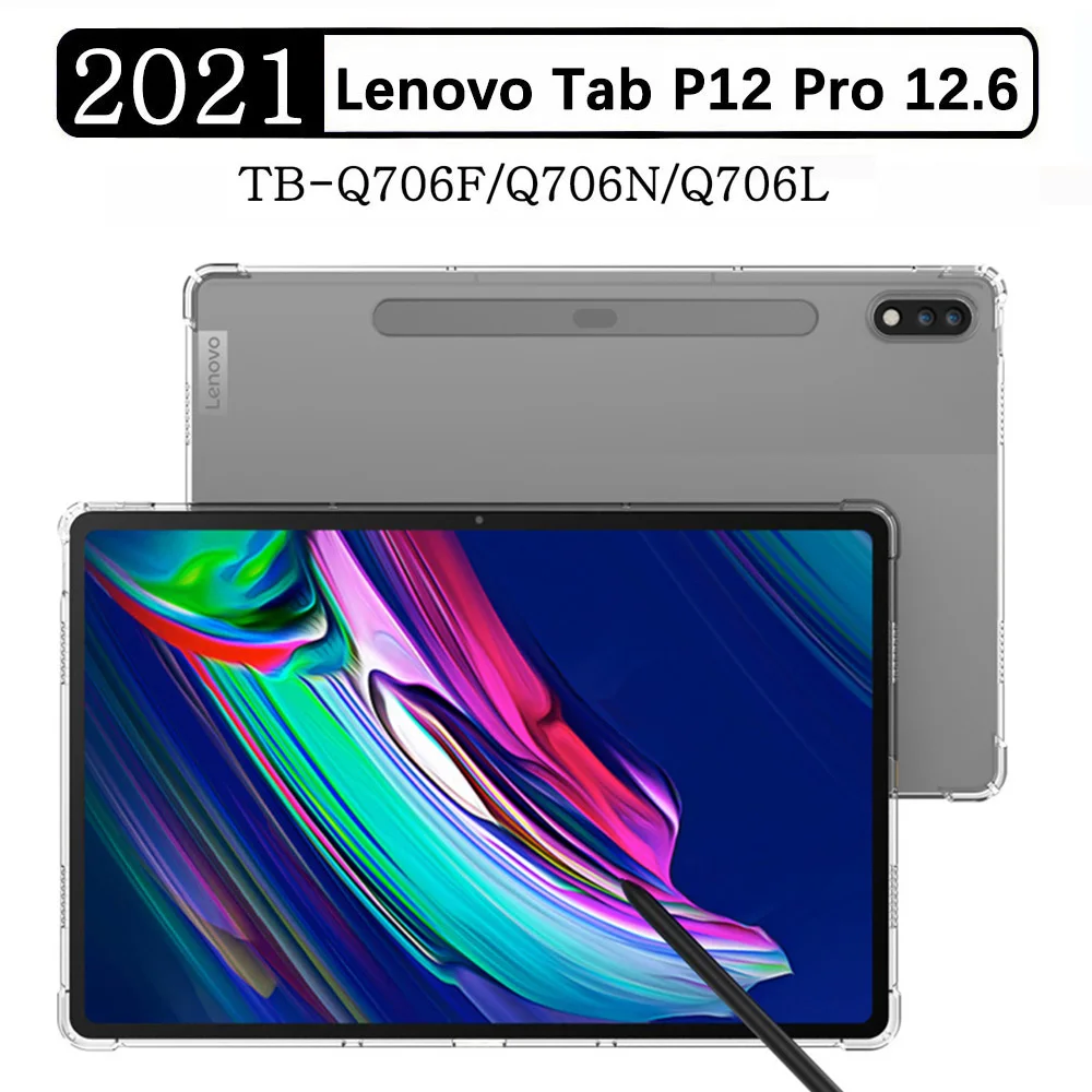 Tablet Fall Für Lenovo Tab P12 Pro 12,6 2021 TB-Q706F TB-Q706Z TB-Q706N TB-Q706L Weiche Silikon Shell Stoßfest Zurück Abdeckung_voghion.com