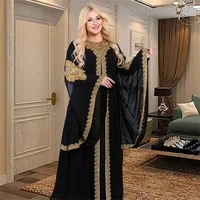 Two Piece Set Dress African Dresses for Women 2025 Traditional Gold Embroidery Clothing Islam Kaftan Abaya Musulman Robe Femme