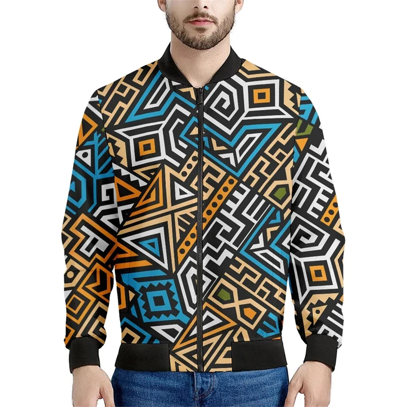 thumbnail image 1 of Chaquetas de bombardero con estampado azteca 3D para hombre, chaqueta de vuelo con cuello alto y cremallera, ropa de calle informal unisex de estilo Harajuku, abrigo, tops, ropa, 1 of 5