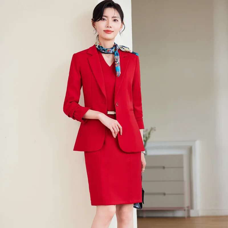 Formal Women Blazers Business Office Work Wear with Blazers and Dress Professional OL Styles Outfits Set Career Interview
