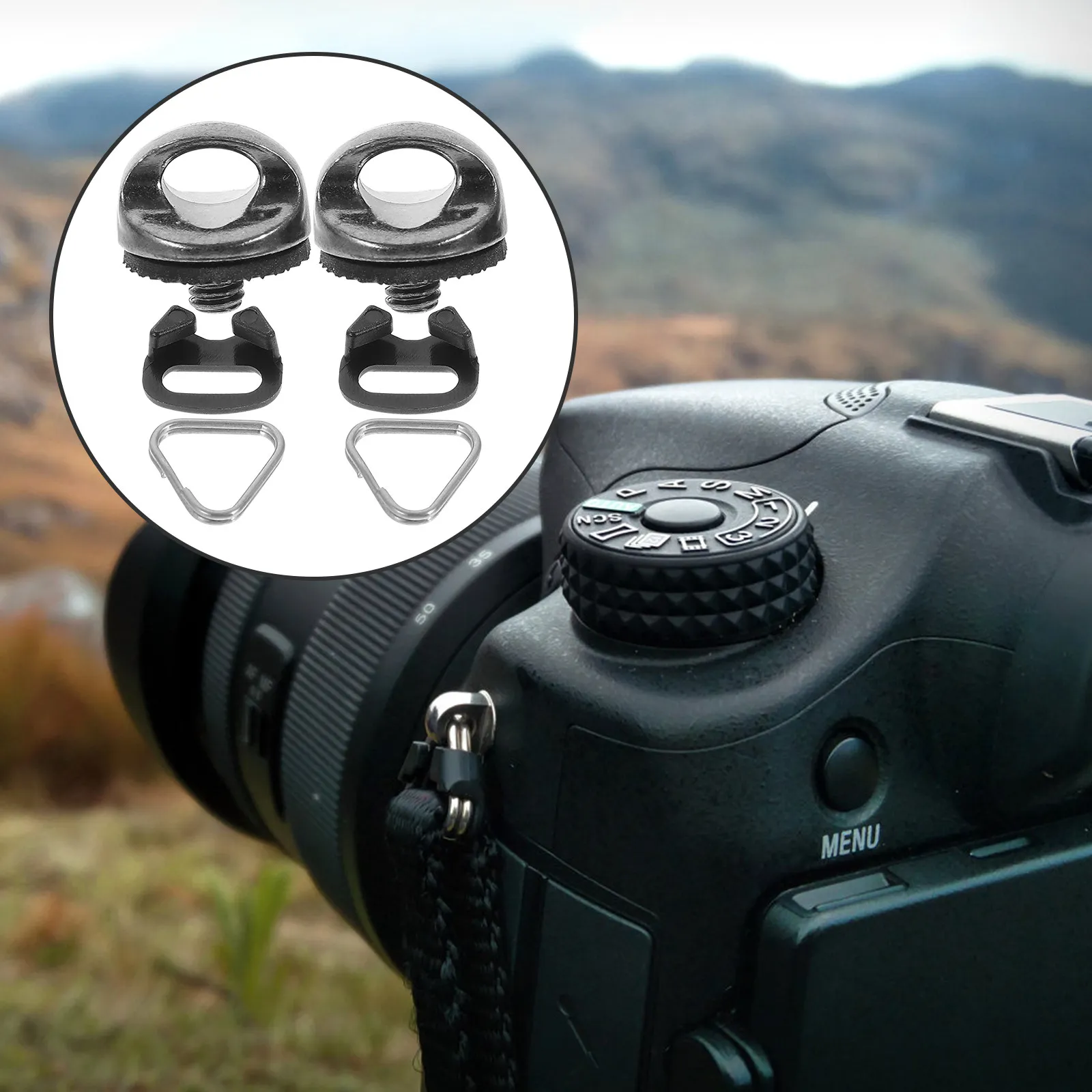 1세트 카메라 스트랩 클립 스플릿 링 삼각형 후크 나사 퀵 마운트 릴리스 DSLR 미러리스 손목 스트랩 고정 액세서리