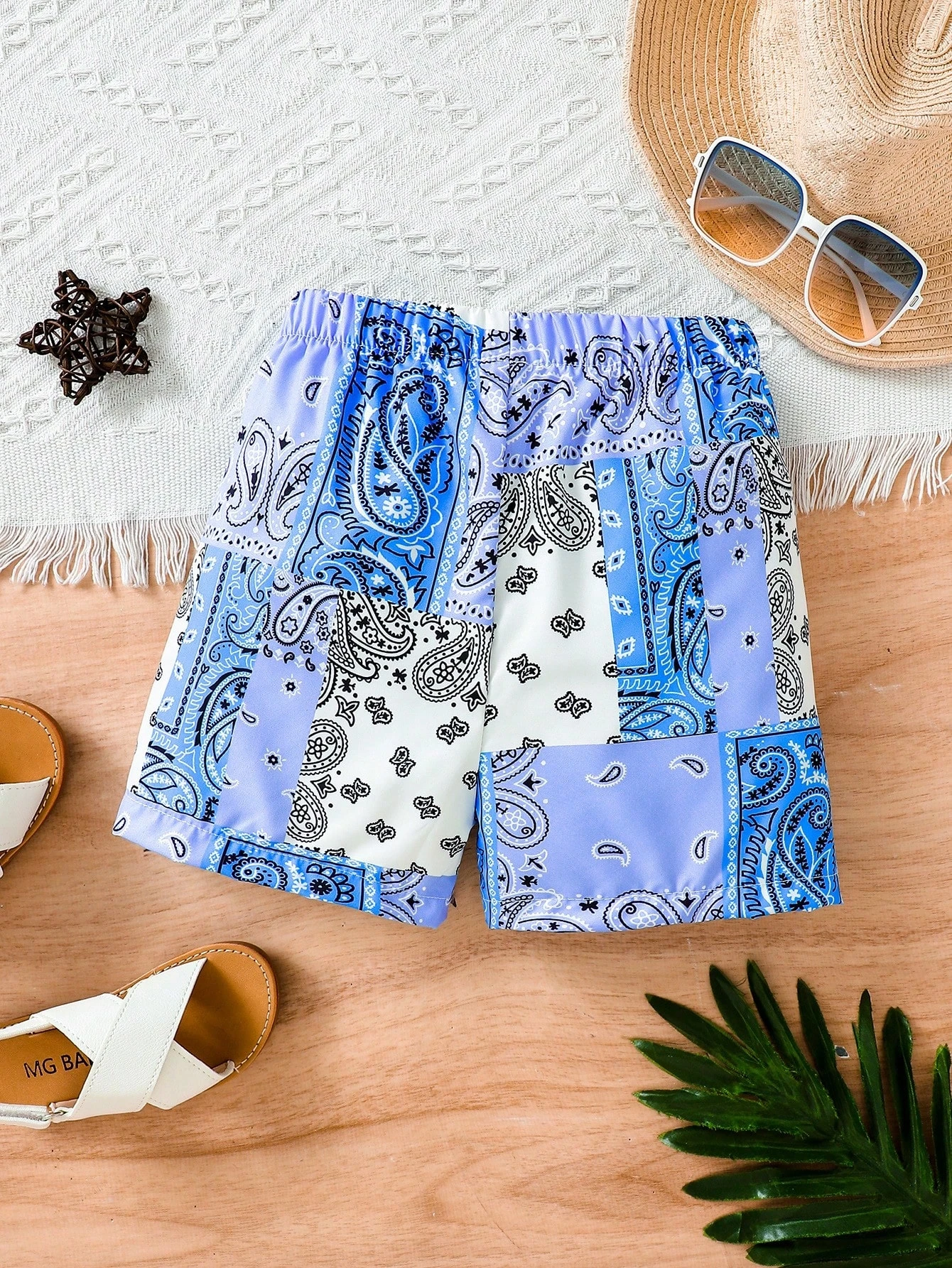 Baby Boys' Summer Shorts Printed Drawstring Elastic Waist Shorts Children's Leisure and Handsome Sports Beach Style Pants