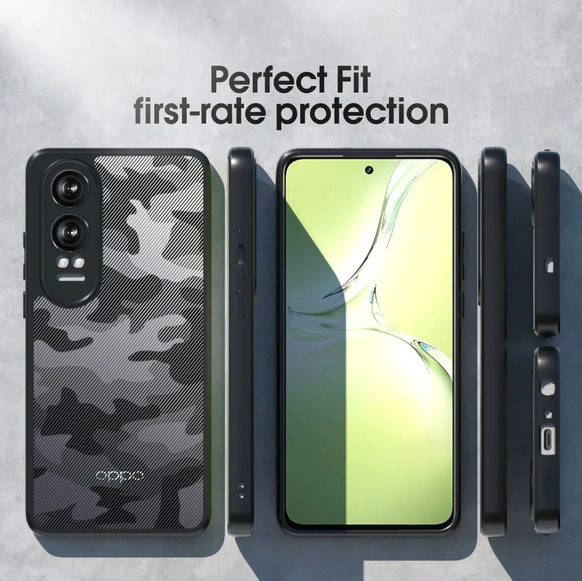 IBMRS Clear Back Cover Case with Camera Protection Bump – Durable TPU+PC Blend, Camo Black
