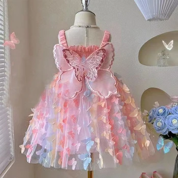 Baby Girls Butterfly Birthday Party Dress – Colorful Summer Princess Costume 1