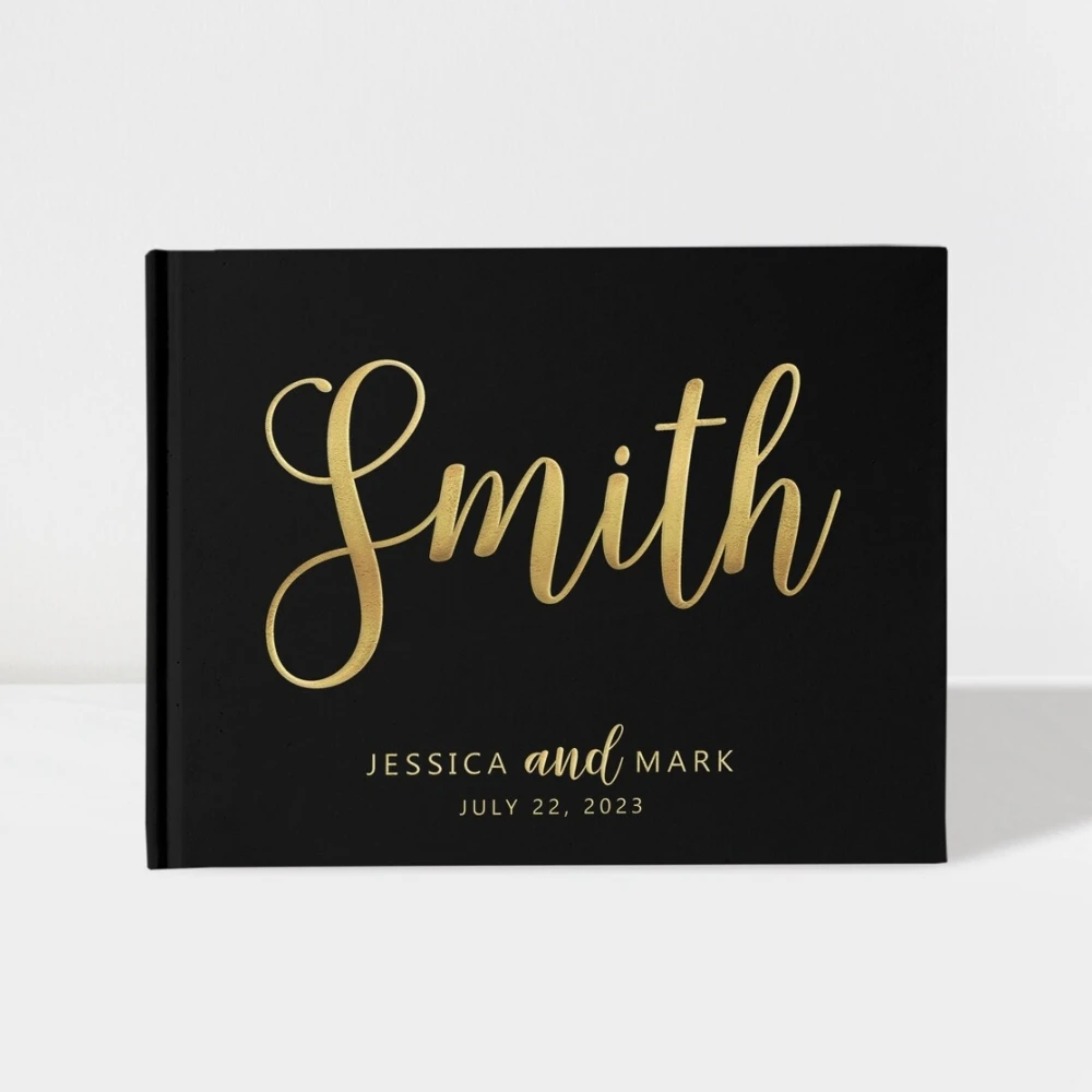 

Wedding Guest Book | Black and Gold Foil | 50 Sheets of Paper | Color Choices Available | Design: A004