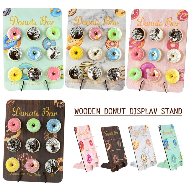  Donut Board Display 2 piezas de madera Donuts soporte para  fiesta rosas, decoración rústica de donuts para decoración de fiestas de  donuts para 16 donas para baby shower, cumpleaños boda fiesta