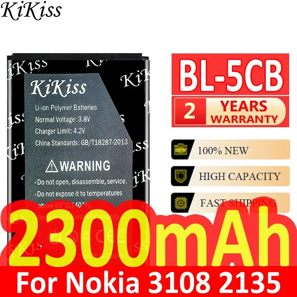 2300Mah Kikiss Batteria Bl-5Cb Per Nokia 3108 2135 6086 6108 6230 6820 7610 N72 N91 100 101 103 105 109 111 113 1000 1282