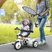 HOMCOM 6 in 1 Kids Tricycle w/ Removable Handle for 1.5+ year