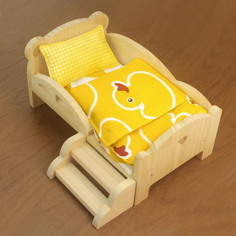 Baby Doll Miniature Bed with Stairs Fashion Doll Play for 20cm 1/6 Doll Accessory Play House Furniture Set Dollhouse Decoration 3